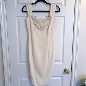 Vintage Off White Crystal Embellished Dress